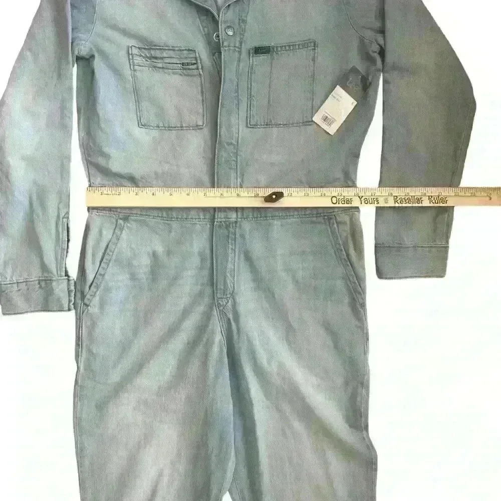 Lee Union-Alls Denim Coveralls Light Wash Long Sleeve Zip Up Barely Blue Small - Picture 12 of 12